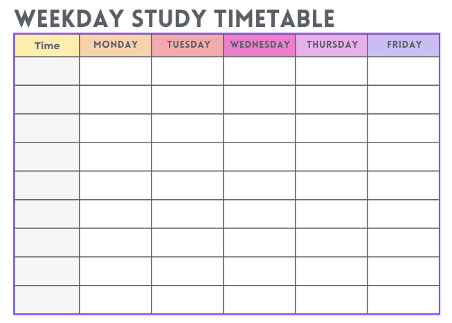 FREE - Study Timetable Templates