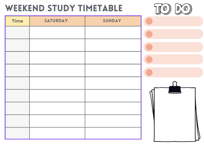FREE - Study Timetable Templates