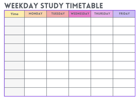 FREE - Study Timetable Templates